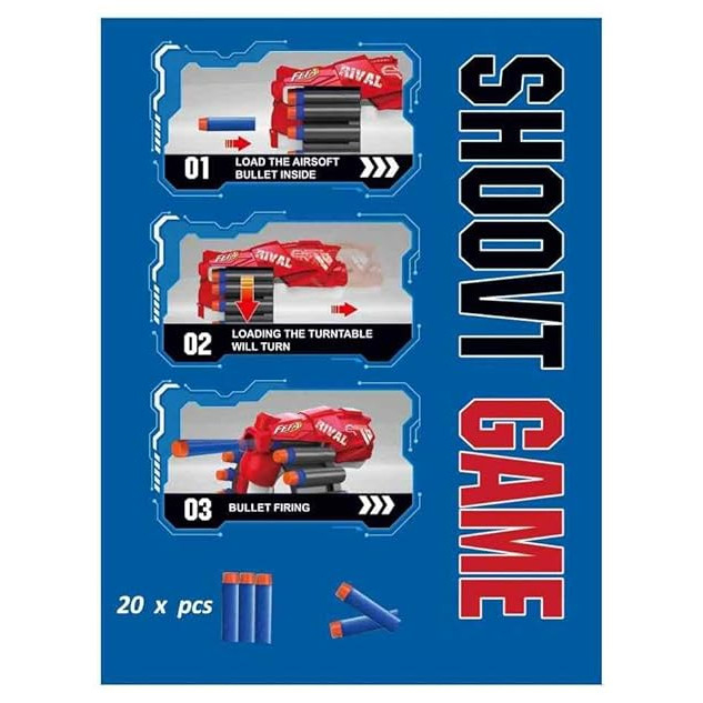 Lansator de Ventuze pentru Copii, 20 Gloante din Spuma - Rosu [7]