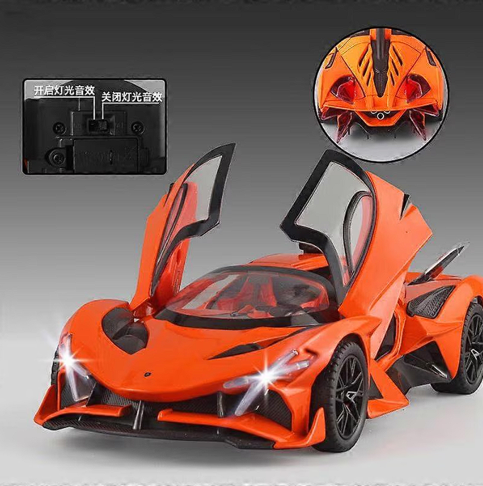 Macheta Apollo Project EVO, Fum pe Baza de Apa, Metalica cu Sunete, Lumini, Functie Pull-Back, Cu Incarcare USB, Usi Deschizatoare - Portocaliu [3]