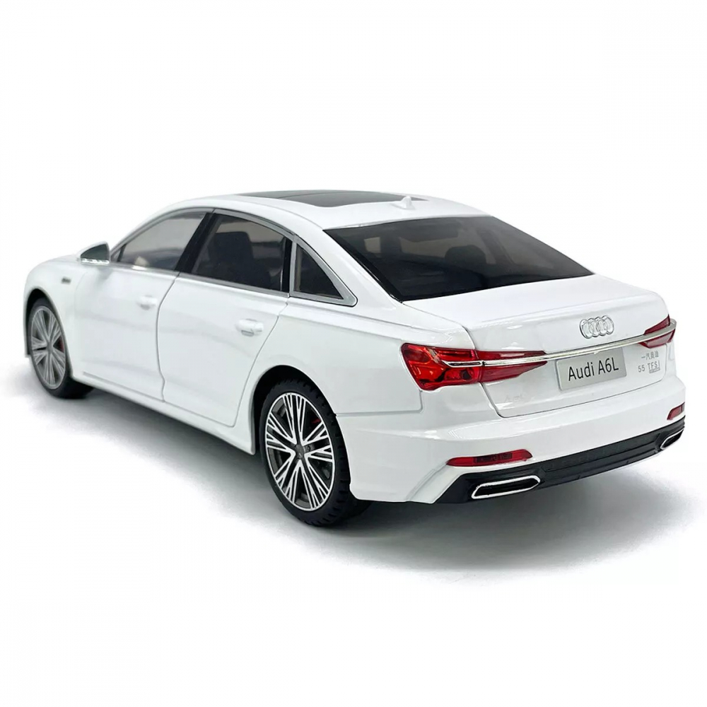 Macheta Audi A6L, 1:18, din Metal, cu Lumini si Sunete realistice de Motor si Alarma, cu Functie Pull-Back, cu Functie de Deschidere a Usilor - Alb [9]