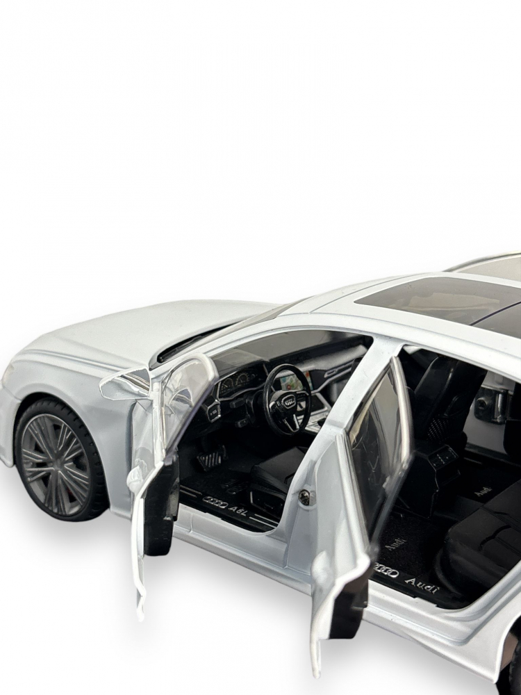 Macheta Audi A6L, 1:18, din Metal, cu Lumini si Sunete realistice de Motor si Alarma, cu Functie Pull-Back, cu Functie de Deschidere a Usilor - Alb [13]