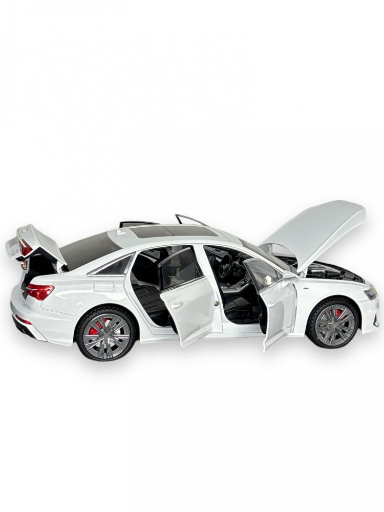Macheta Audi A6L, 1:18, din Metal, cu Lumini si Sunete realistice de Motor si Alarma, cu Functie Pull-Back, cu Functie de Deschidere a Usilor - Alb [16]