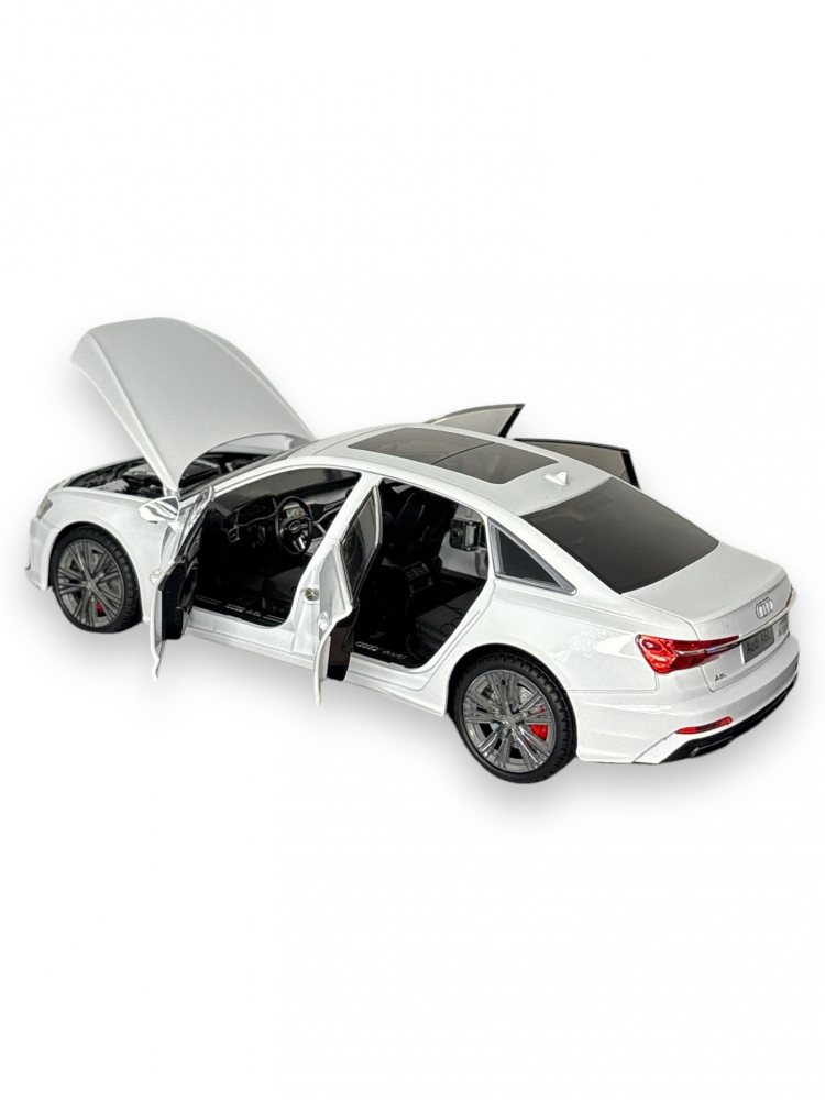 Macheta Audi A6L, 1:18, din Metal, cu Lumini si Sunete realistice de Motor si Alarma, cu Functie Pull-Back, cu Functie de Deschidere a Usilor - Alb [15]