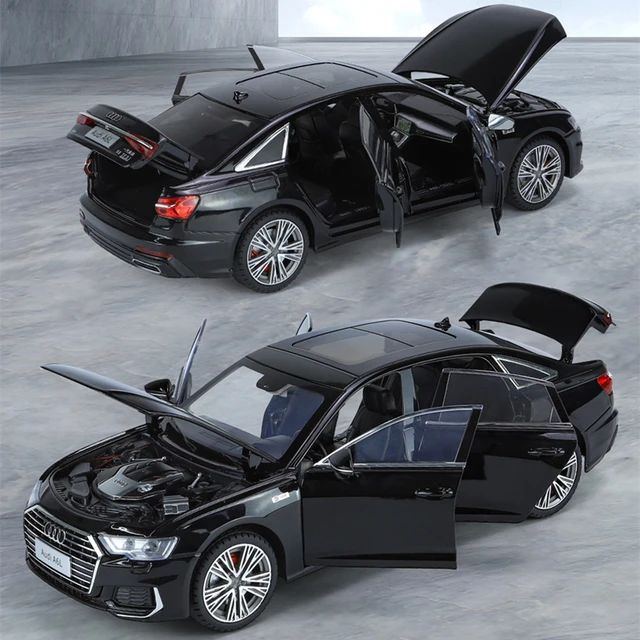 Macheta Audi A6L, 1:18, din Metal, cu Lumini si Sunete realistice de Motor si Alarma, cu Functie Pull-Back, cu Functie de Deschidere a Usilor - Negru [16]