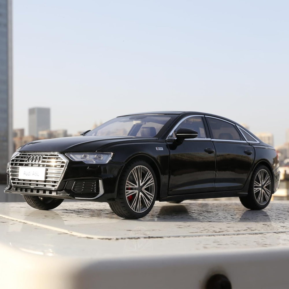 Macheta Audi A6L, 1:18, din Metal, cu Lumini si Sunete realistice de Motor si Alarma, cu Functie Pull-Back, cu Functie de Deschidere a Usilor - Negru [10]