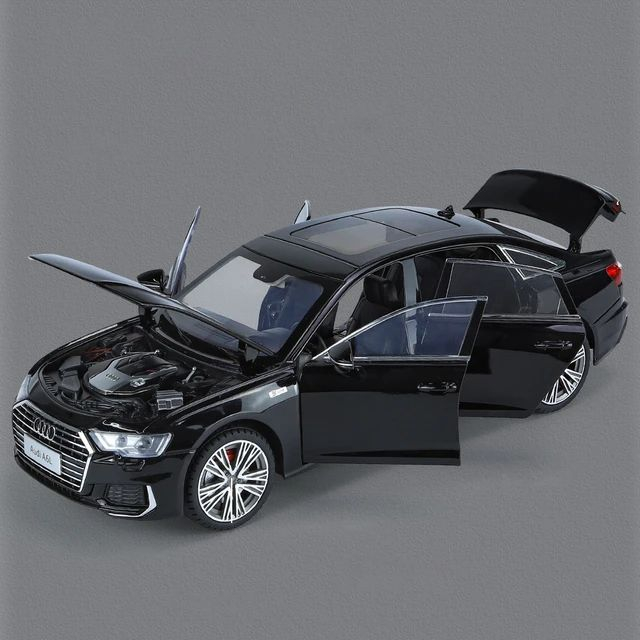 Macheta Audi A6L, 1:18, din Metal, cu Lumini si Sunete realistice de Motor si Alarma, cu Functie Pull-Back, cu Functie de Deschidere a Usilor - Negru [7]