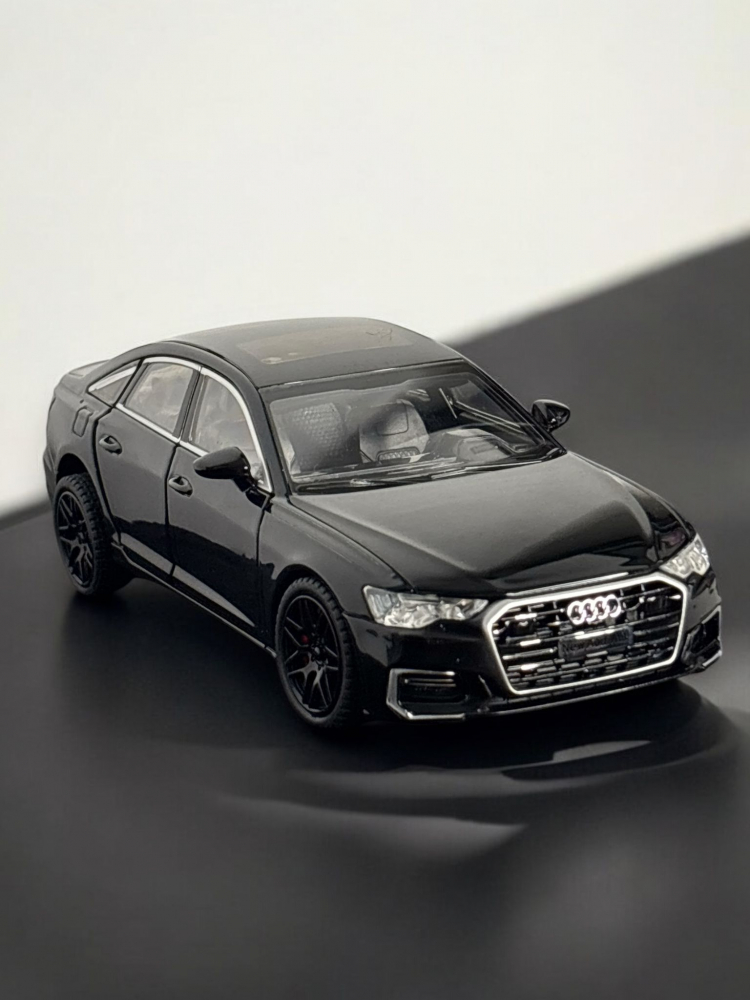 Macheta Audi A6L 55 TFSI, din Metal, cu Lumini si Sunete realistice de Motor si Alarma, cu Functie Pull-Back, cu Functie de Deschidere a Usilor - Negru [12]