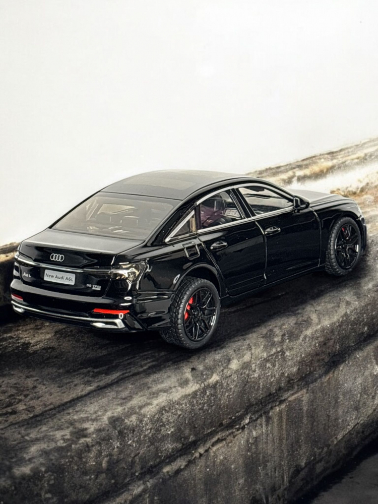 Macheta Audi A6L 55 TFSI, din Metal, cu Lumini si Sunete realistice de Motor si Alarma, cu Functie Pull-Back, cu Functie de Deschidere a Usilor - Negru [6]