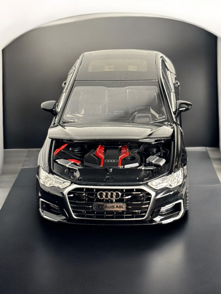 Macheta Audi A6L 55 TFSI, din Metal, cu Lumini si Sunete realistice de Motor si Alarma, cu Functie Pull-Back, cu Functie de Deschidere a Usilor - Negru [8]