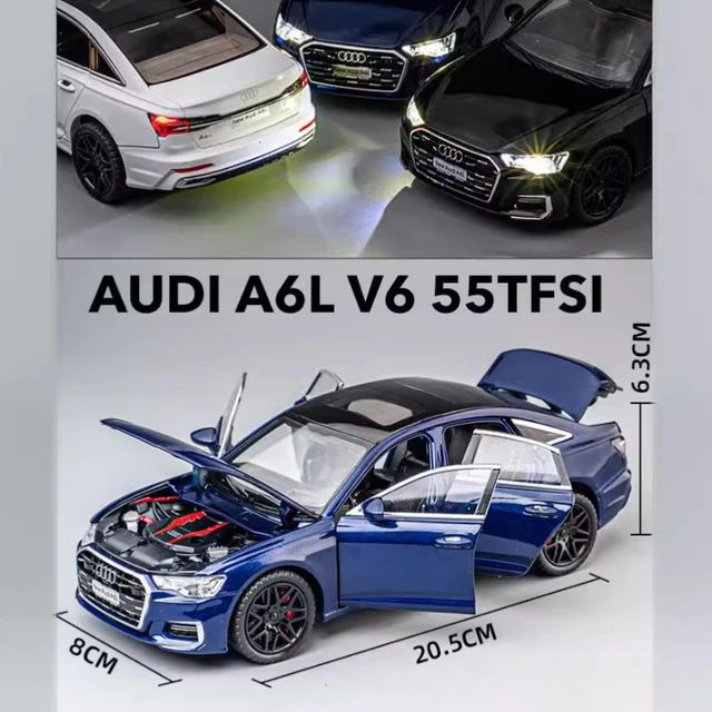 Macheta Audi A6L 55 TFSI, din Metal, cu Lumini si Sunete realistice de Motor si Alarma, cu Functie Pull-Back, cu Functie de Deschidere a Usilor - Negru [5]