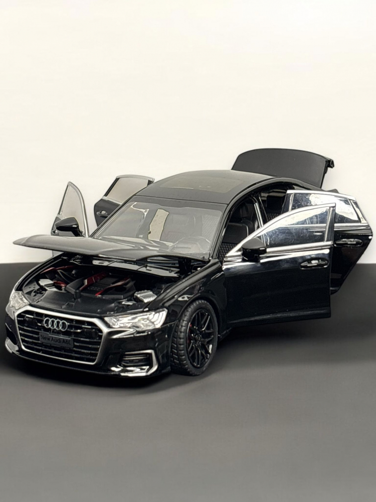 Macheta Audi A6L 55 TFSI, din Metal, cu Lumini si Sunete realistice de Motor si Alarma, cu Functie Pull-Back, cu Functie de Deschidere a Usilor - Negru [7]