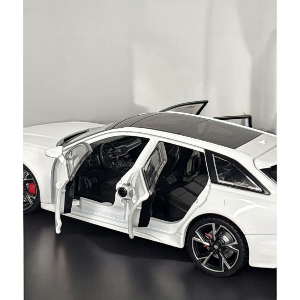 Macheta Audi RS6, Portbagaj Detasabil, Faruri si Stopuri Luminoase, din Metal, cu Lumini si Sunete realistice de Motor si Alarma, Volan Functional, cu Functie Pull-Back, cu Functie de Deschidere a Usi [12]