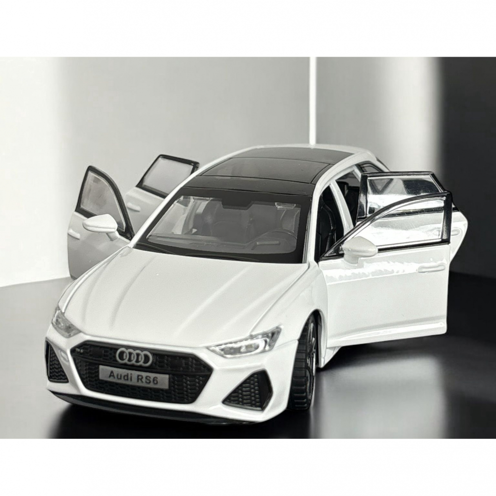 Macheta Audi RS6, Portbagaj Detasabil, Faruri si Stopuri Luminoase, din Metal, cu Lumini si Sunete realistice de Motor si Alarma, Volan Functional, cu Functie Pull-Back, cu Functie de Deschidere a Usi [6]