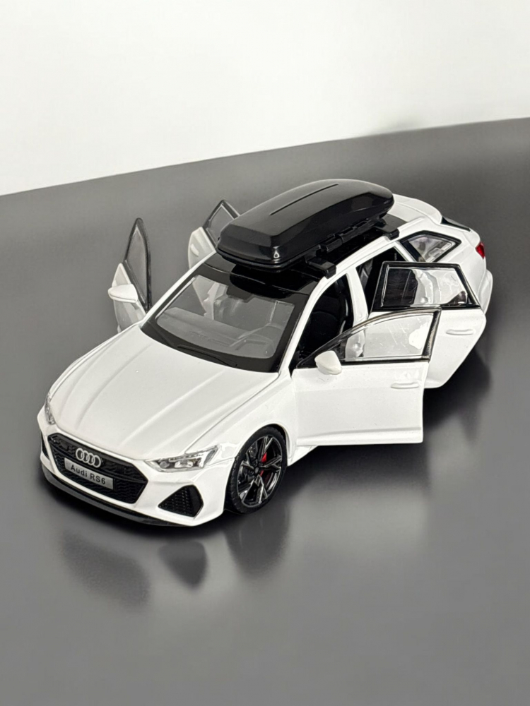 Macheta Audi RS6, Portbagaj Detasabil, Faruri si Stopuri Luminoase, din Metal, cu Lumini si Sunete realistice de Motor si Alarma, Volan Functional, cu Functie Pull-Back, cu Functie de Deschidere a Usi [7]