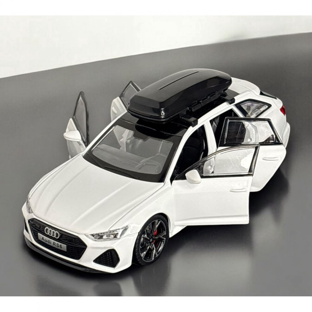 Macheta Audi RS6, Portbagaj Detasabil, Faruri si Stopuri Luminoase, din Metal, cu Lumini si Sunete realistice de Motor si Alarma, Volan Functional, cu Functie Pull-Back, cu Functie de Deschidere a Usi [15]