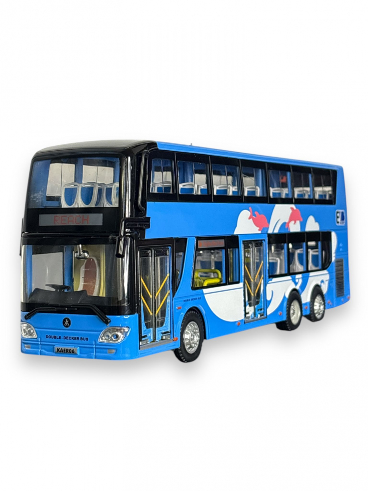 Macheta Autobuz, din Metal, cu Lumini Ambientale in Interior si Sunete realistice de Motor si Alarma, cu Functie Pull-Back, cu Functie de Deschidere a Usilor [2]