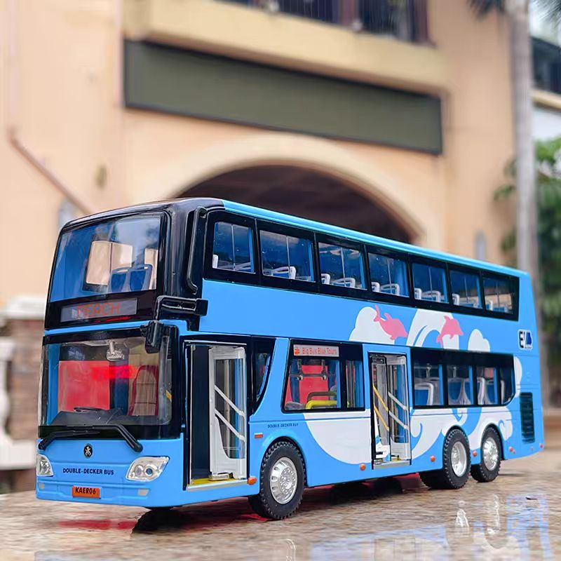 Macheta Autobuz, din Metal, cu Lumini Ambientale in Interior si Sunete realistice de Motor si Alarma, cu Functie Pull-Back, cu Functie de Deschidere a Usilor [7]