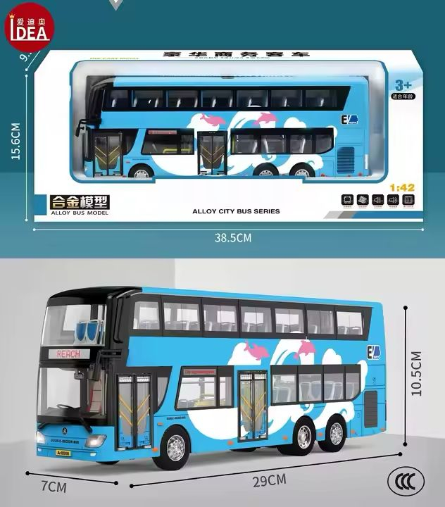 Macheta Autobuz, din Metal, cu Lumini Ambientale in Interior si Sunete realistice de Motor si Alarma, cu Functie Pull-Back, cu Functie de Deschidere a Usilor [4]