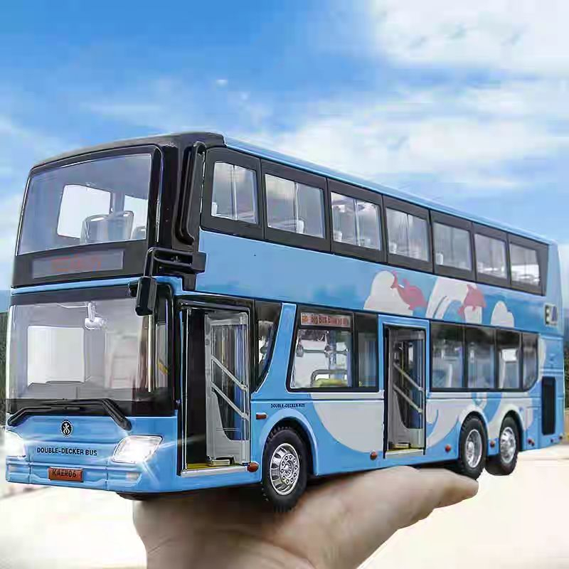 Macheta Autobuz, din Metal, cu Lumini Ambientale in Interior si Sunete realistice de Motor si Alarma, cu Functie Pull-Back, cu Functie de Deschidere a Usilor [6]