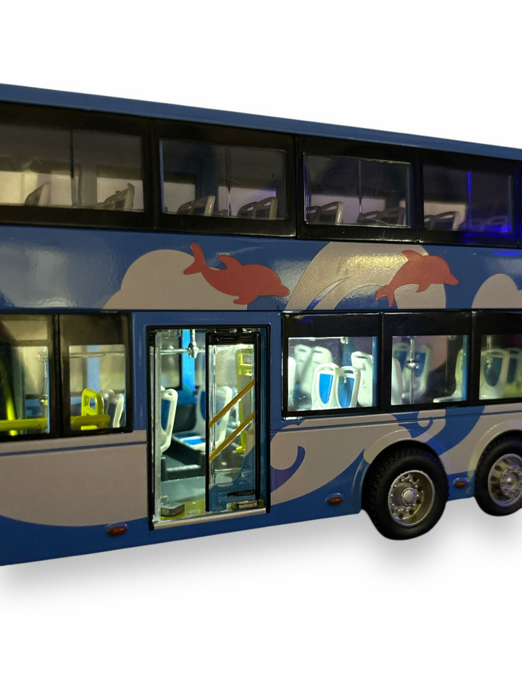 Macheta Autobuz, din Metal, cu Lumini Ambientale in Interior si Sunete realistice de Motor si Alarma, cu Functie Pull-Back, cu Functie de Deschidere a Usilor [15]