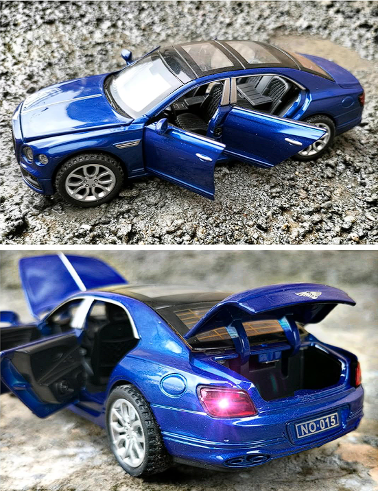 Macheta Bentley Continental GT, Metal, Cu Lumini si Sunete de Motor, Functii de Deschidere Usi si Pull-Back, 15 cm, Albastru [2]