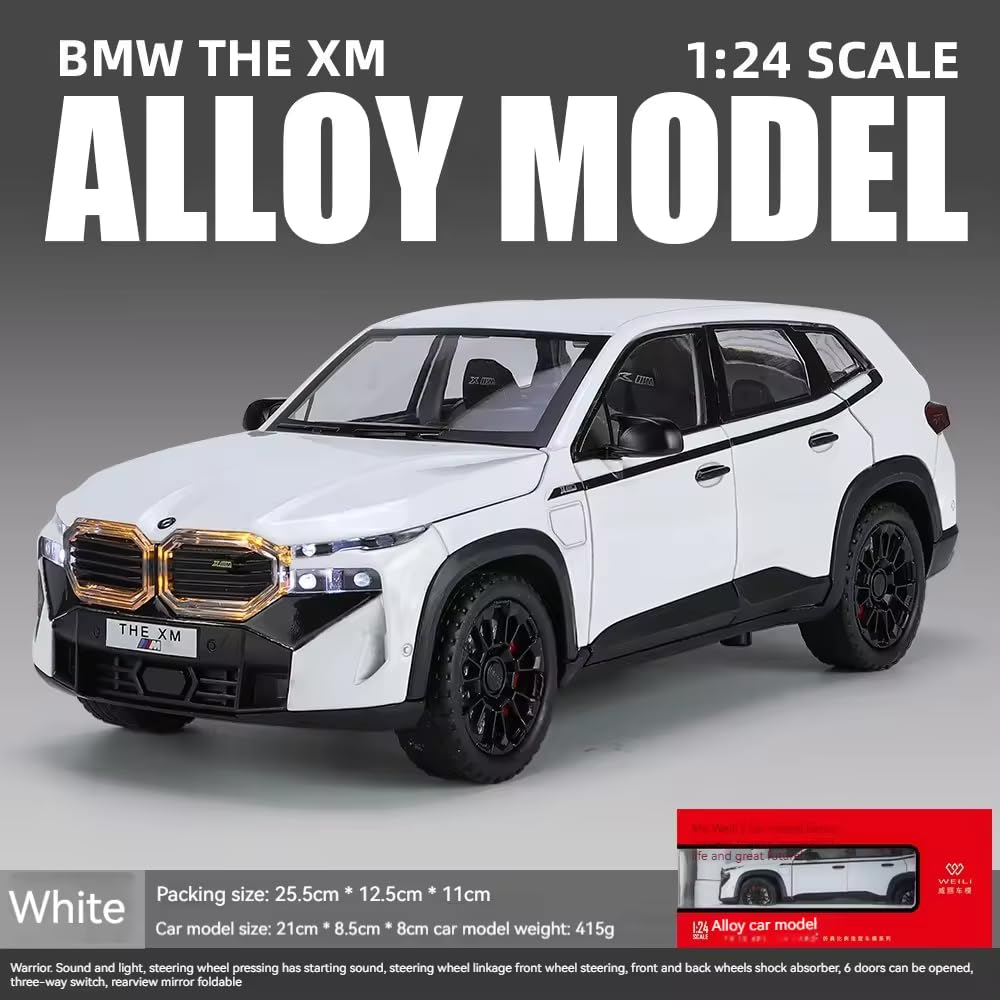 Macheta BMW XM, Fum pe Baza de Apa, Faruri si Stopuri Luminoase, din Metal, cu Lumini si Sunete realistice de Motor si Alarma, Volan Functional, cu Functie Pull-Back, cu Functie de Deschidere a Usilor [10]