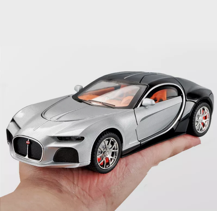 Mașină din Metal Bugatti Atlantic 1:32,Uși Deschizătoare, Lumini și Sunete, Accesoriu Valize Detașabile, 15,5 cm [3]