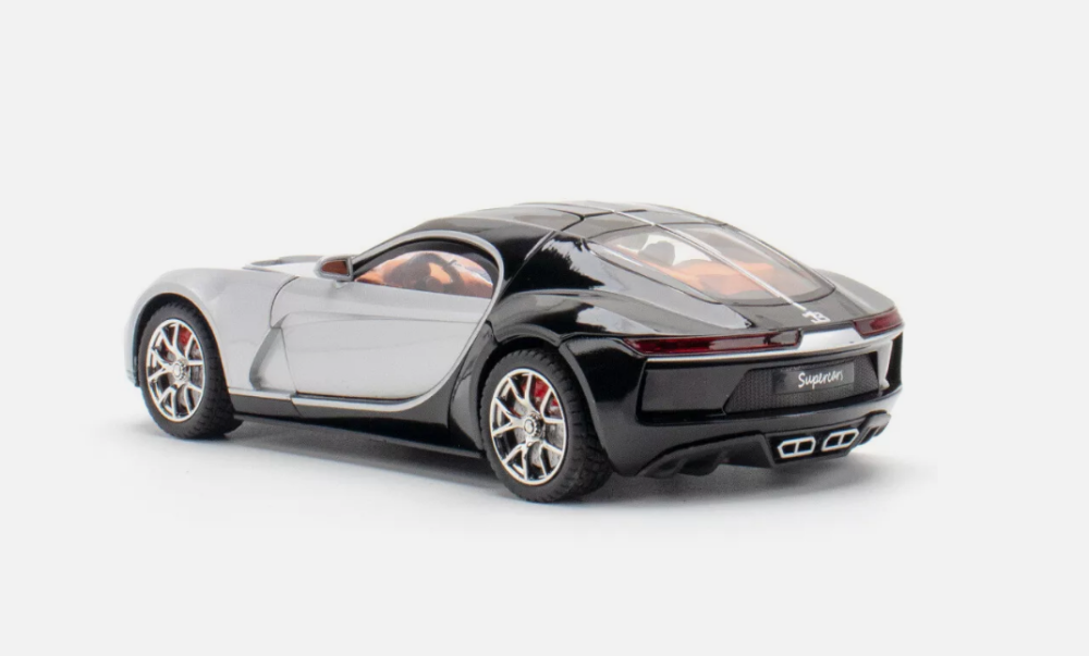 Mașină din Metal Bugatti Atlantic 1:32,Uși Deschizătoare, Lumini și Sunete, Accesoriu Valize Detașabile, 15,5 cm [2]