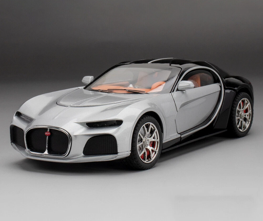 Mașină din Metal Bugatti Atlantic 1:32,Uși Deschizătoare, Lumini și Sunete, Accesoriu Valize Detașabile, 15,5 cm [9]