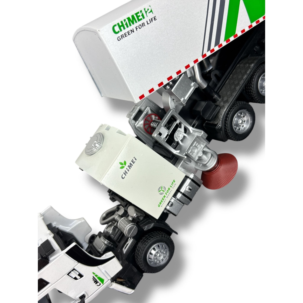 Macheta Cleaning City Truck, din Metal - Vehicul cu Functie Pull-Back, Sunete, Lumini, 22 cm, Usi si Panouri Detasabile, Parte Frontala Deschizabila- Jucarie Camion de Curatenie [6]