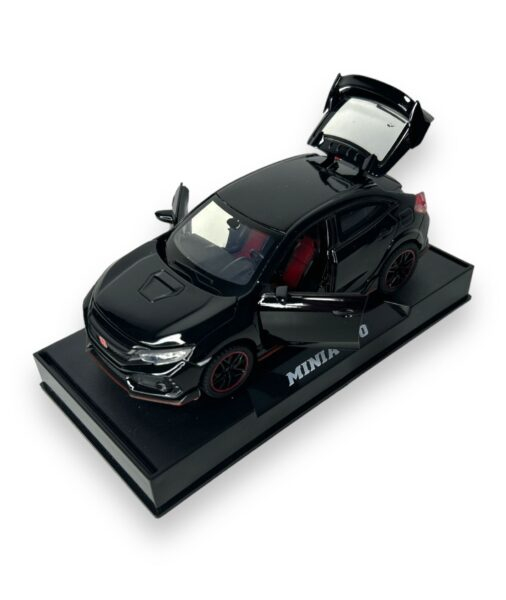 Macheta Honda Civic Type R, Metal, Sunete de Motor si Lumini, Functii de Deschidere Usi si Pull-Back, 15 cm, Negru [3]