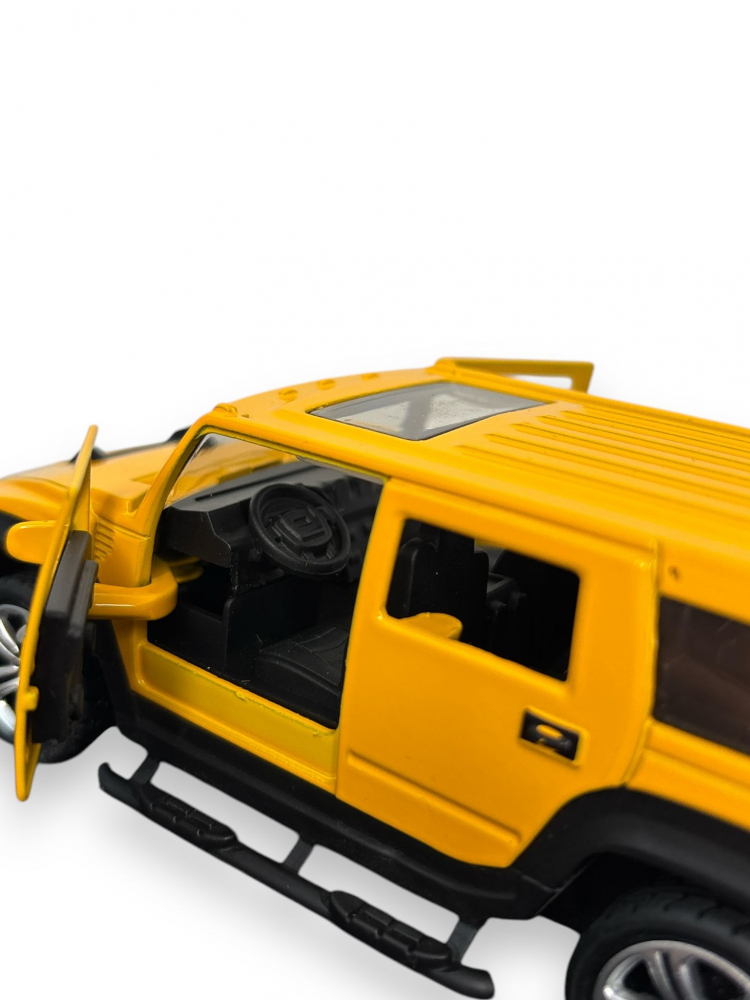 Macheta Hummer, din Metal, cu Lumini si Sunete realistice de Motor si Alarma, cu Functie Pull-Back, cu Functie de Deschidere a Usilor - Galben [8]