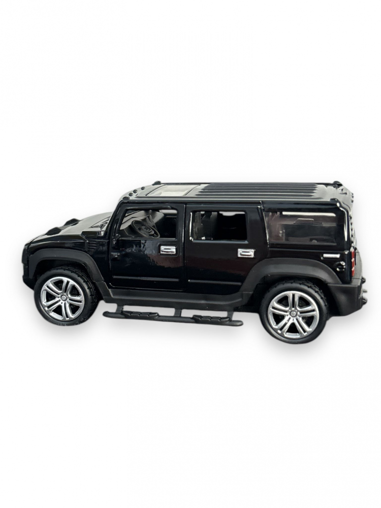 Macheta Hummer, din Metal, cu Lumini si Sunete realistice de Motor si Alarma, cu Functie Pull-Back, cu Functie de Deschidere a Usilor - Negru [7]
