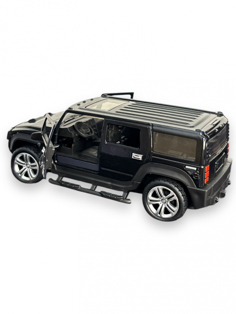 Macheta Hummer, din Metal, cu Lumini si Sunete realistice de Motor si Alarma, cu Functie Pull-Back, cu Functie de Deschidere a Usilor - Negru [6]