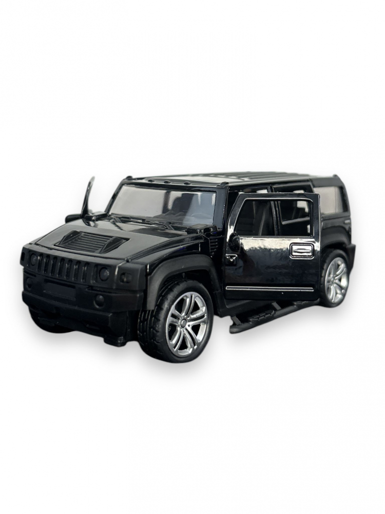 Macheta Hummer, din Metal, cu Lumini si Sunete realistice de Motor si Alarma, cu Functie Pull-Back, cu Functie de Deschidere a Usilor - Negru [8]