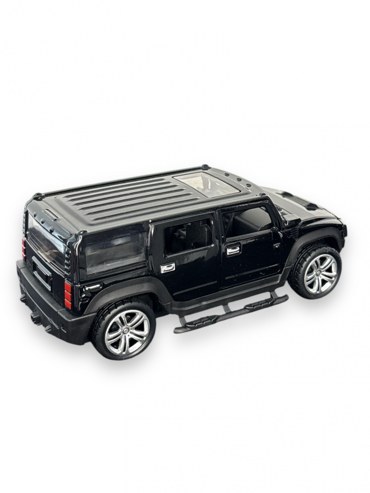 Macheta Hummer, din Metal, cu Lumini si Sunete realistice de Motor si Alarma, cu Functie Pull-Back, cu Functie de Deschidere a Usilor - Negru [4]
