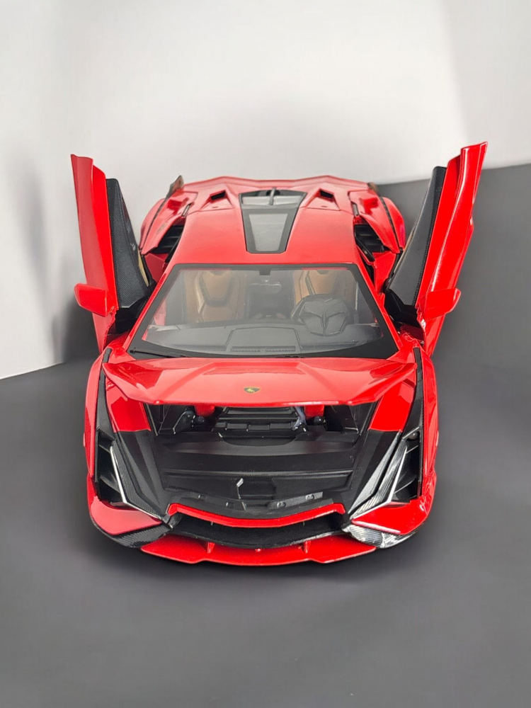 Macheta Lamborghini SIAN, 1:14, din Metal, cu Lumini si Sunete realistice de Motor si Alarma, cu Functie Pull-Back, cu Functie de Deschidere a Usilor - Rosu [15]