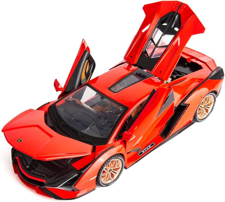 Macheta Lamborghini SIAN, 1:14, din Metal, cu Lumini si Sunete realistice de Motor si Alarma, cu Functie Pull-Back, cu Functie de Deschidere a Usilor - Rosu [8]