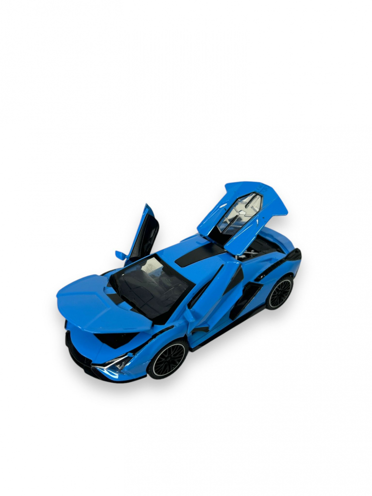 Macheta Lamborghini SIAN, Metal, Sunete de Motor si Lumini, Functii de Deschidere Usi si Pull-Back, Albastru, 15 cm [9]
