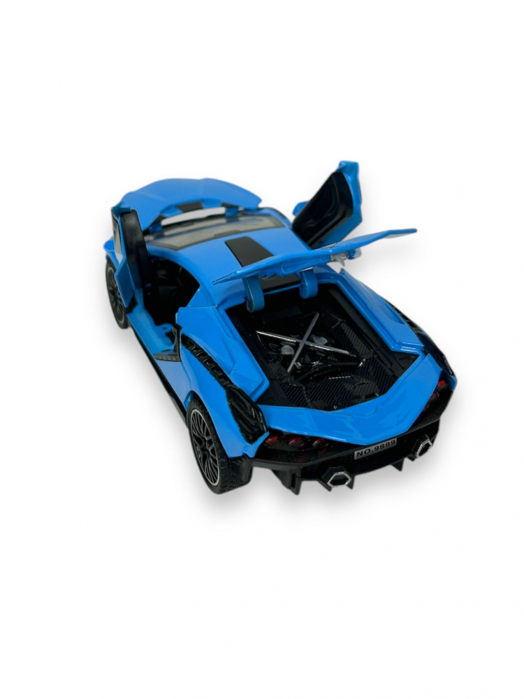 Macheta Lamborghini SIAN, Metal, Sunete de Motor si Lumini, Functii de Deschidere Usi si Pull-Back, Albastru, 15 cm [8]