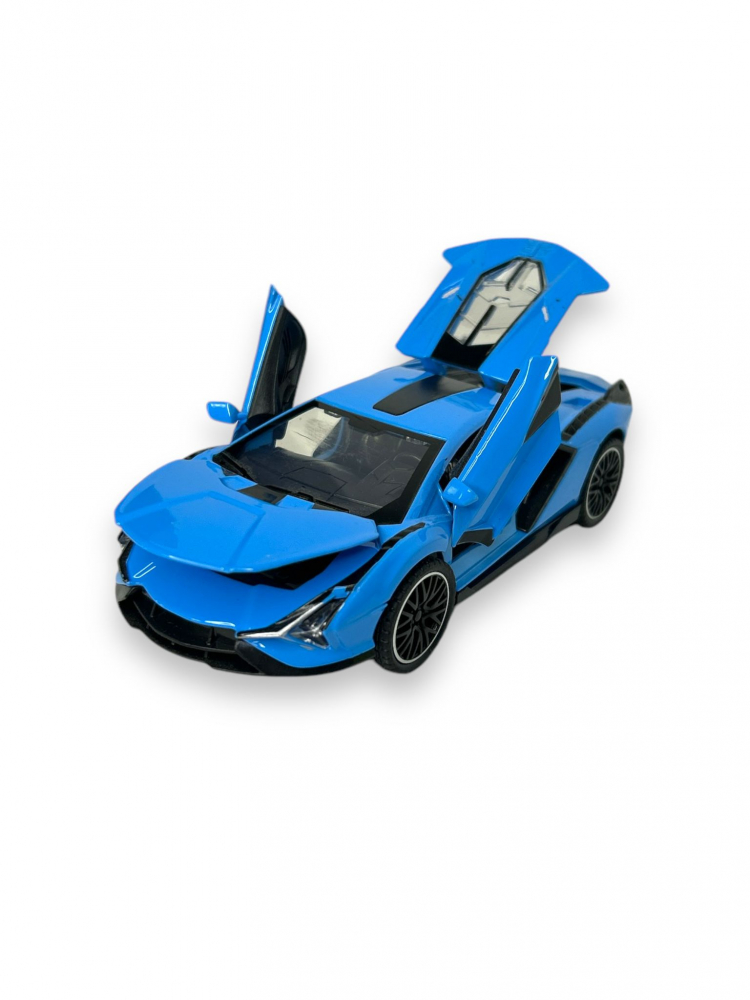 Macheta Lamborghini SIAN, Metal, Sunete de Motor si Lumini, Functii de Deschidere Usi si Pull-Back, Albastru, 15 cm [7]