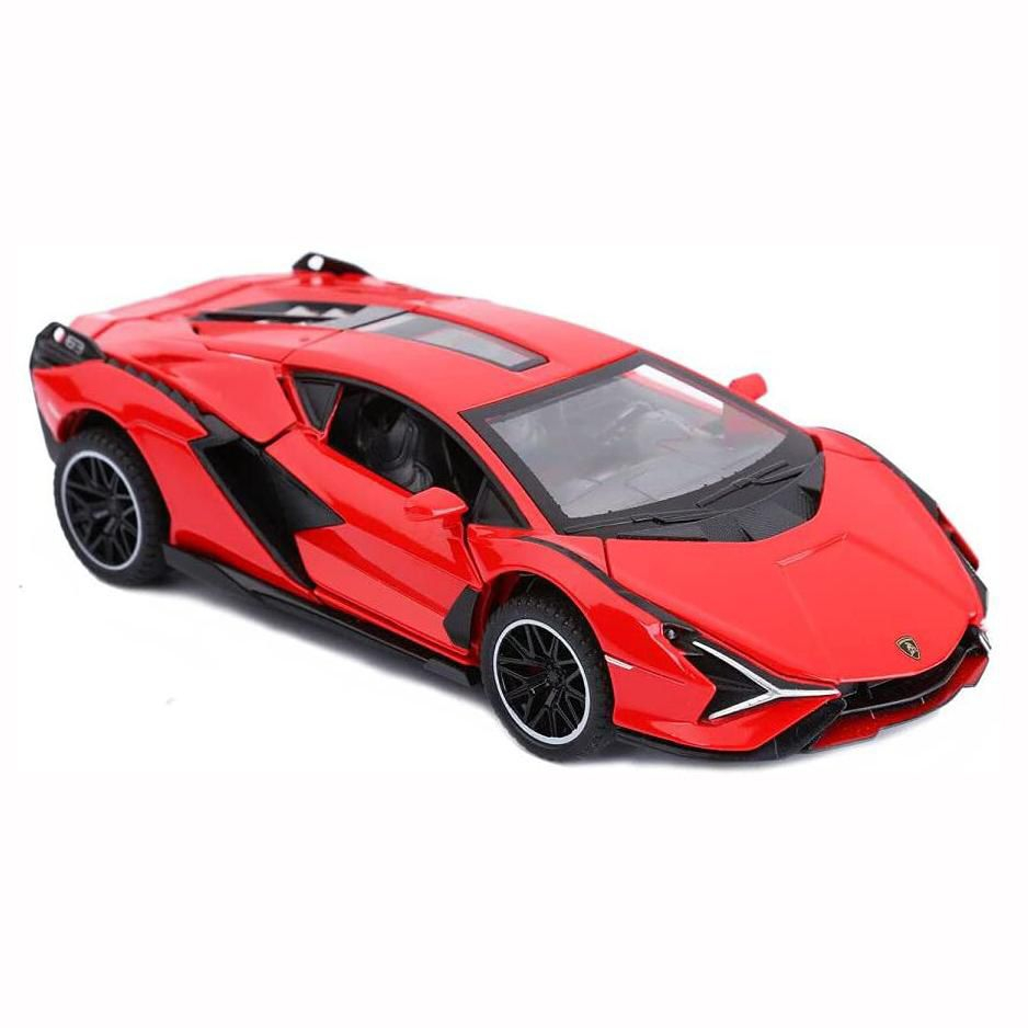 Macheta Lamborghini SIAN, Metal, Sunete de Motor si Lumini, Functii de Deschidere Usi si Pull-Back, Rosu, 15 cm [2]