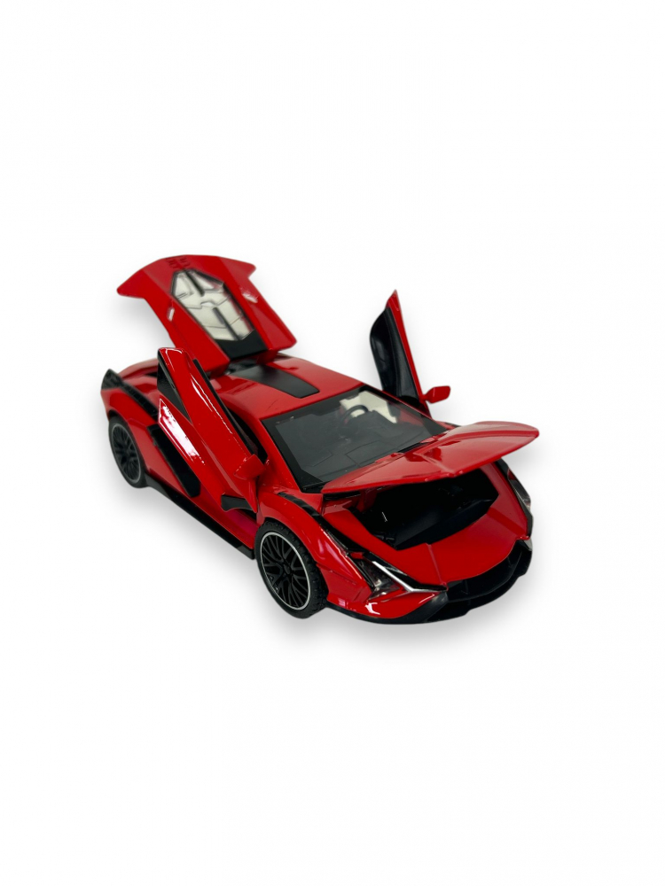 Macheta Lamborghini SIAN, Metal, Sunete de Motor si Lumini, Functii de Deschidere Usi si Pull-Back, Rosu, 15 cm [7]
