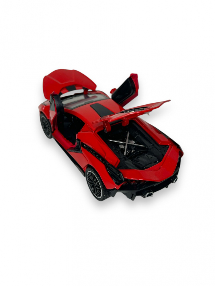 Macheta Lamborghini SIAN, Metal, Sunete de Motor si Lumini, Functii de Deschidere Usi si Pull-Back, Rosu, 15 cm [5]