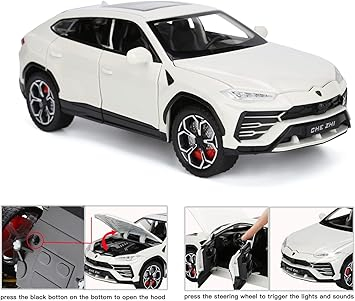Macheta Lamborghini Urus, Fum pe Baza de Apa, din Metal, cu Lumini si Sunete realistice de Motor si Alarma, cu Functie Pull-Back, cu Functie de Deschidere a Usilor [2]
