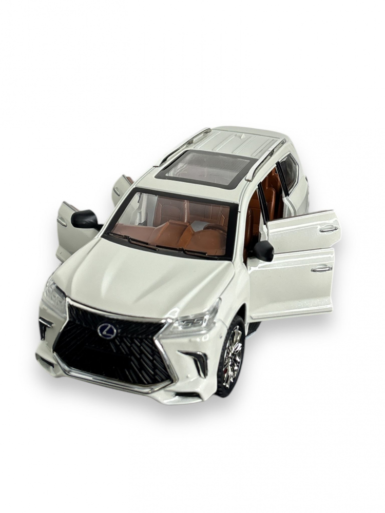 Macheta Lexus LX570, Fum pe Baza de Apa, din Metal, cu Lumini si Sunete realistice de Motor si Alarma, cu Functie Pull-Back, cu Functie de Deschidere a Usilor - Alb [8]