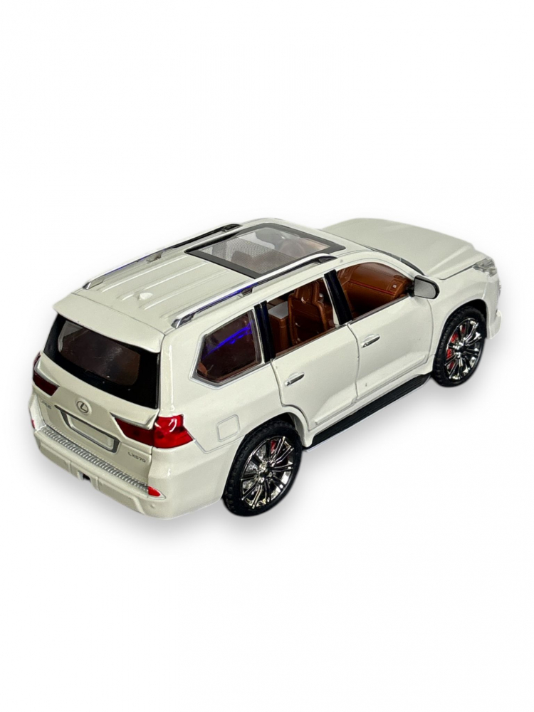 Macheta Lexus LX570, Fum pe Baza de Apa, din Metal, cu Lumini si Sunete realistice de Motor si Alarma, cu Functie Pull-Back, cu Functie de Deschidere a Usilor - Alb [3]