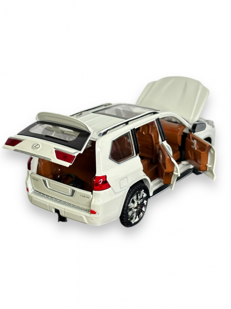 Macheta Lexus LX570, Fum pe Baza de Apa, din Metal, cu Lumini si Sunete realistice de Motor si Alarma, cu Functie Pull-Back, cu Functie de Deschidere a Usilor - Alb [7]