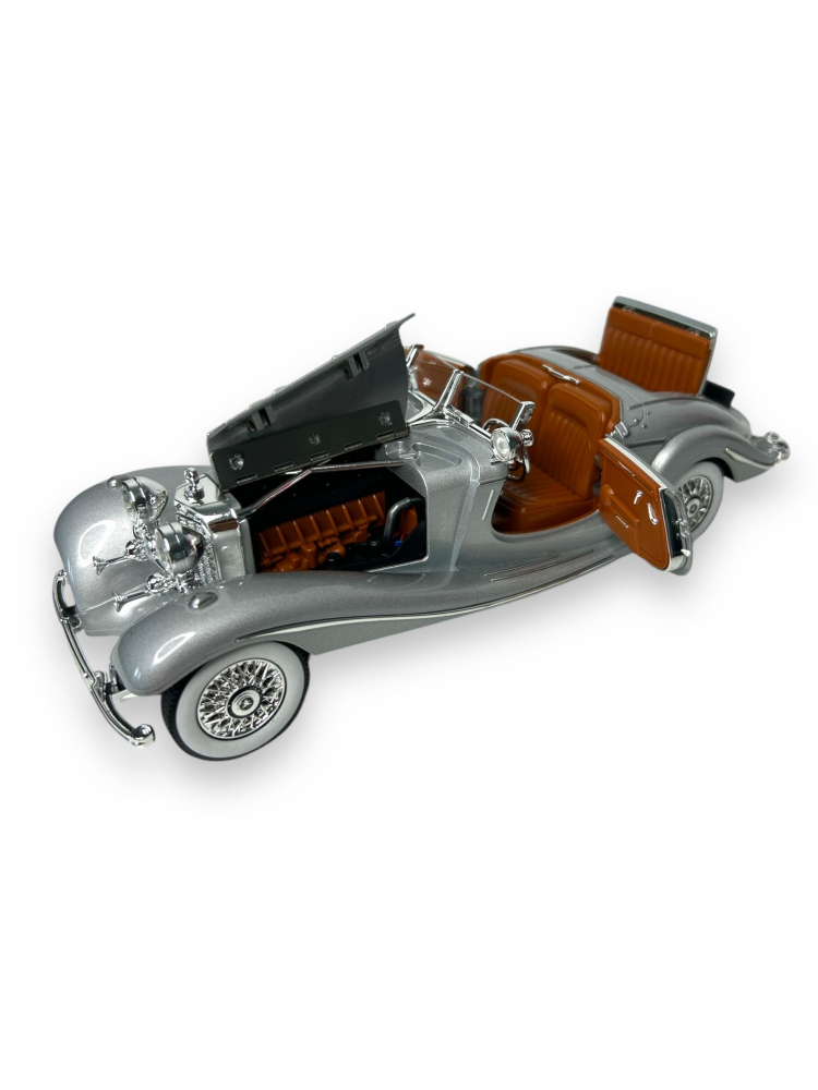 Macheta Mercedes-Benz 500 K Specialroadster 1936, Fum pe Baza de Apa, Sunete de Motor si Lumini, Functii de Deschidere Usi si Pull-Back, Gri Metalic, 1:24 [6]