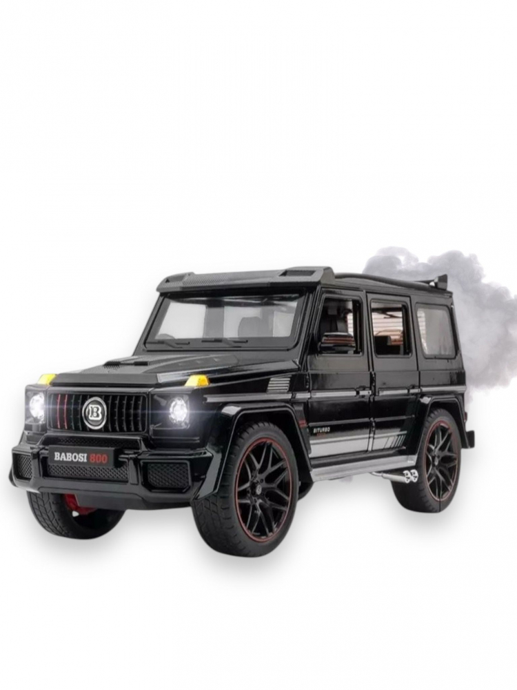 Macheta Mercedes G-Class Brabus, Fum pe Baza de Apa, din Metal, cu Lumini si Sunete realistice de Motor si Alarma, cu Functie Pull-Back, cu Functie de Deschidere a Usilor si de Viraj - Negru [1]