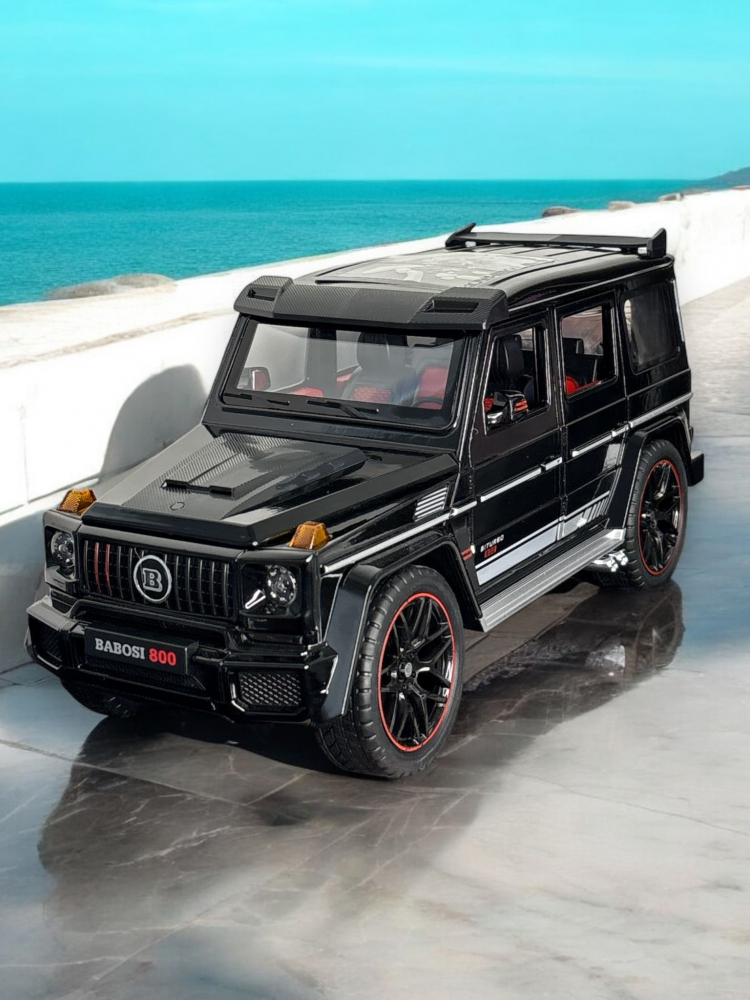 Macheta Mercedes G-Class Brabus, Fum pe Baza de Apa, din Metal, cu Lumini si Sunete realistice de Motor si Alarma, cu Functie Pull-Back, cu Functie de Deschidere a Usilor si de Viraj - Negru [6]